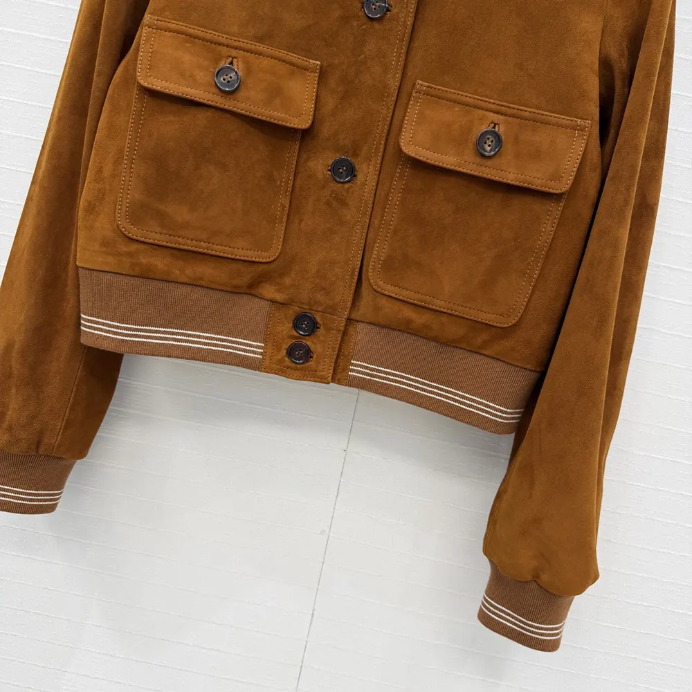 Miu Miu Women Suede Blouson Jacket-Brown - image 8
