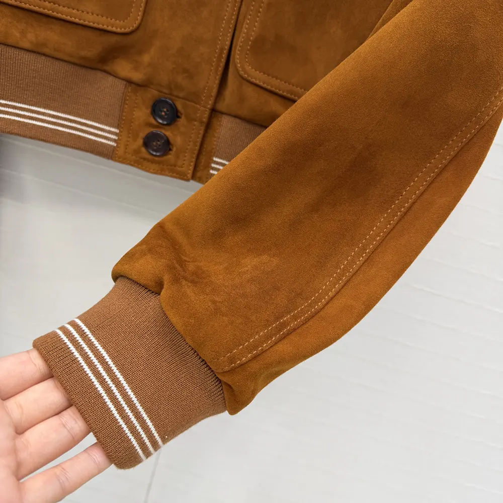 Miu Miu Women Suede Blouson Jacket-Brown - image 9
