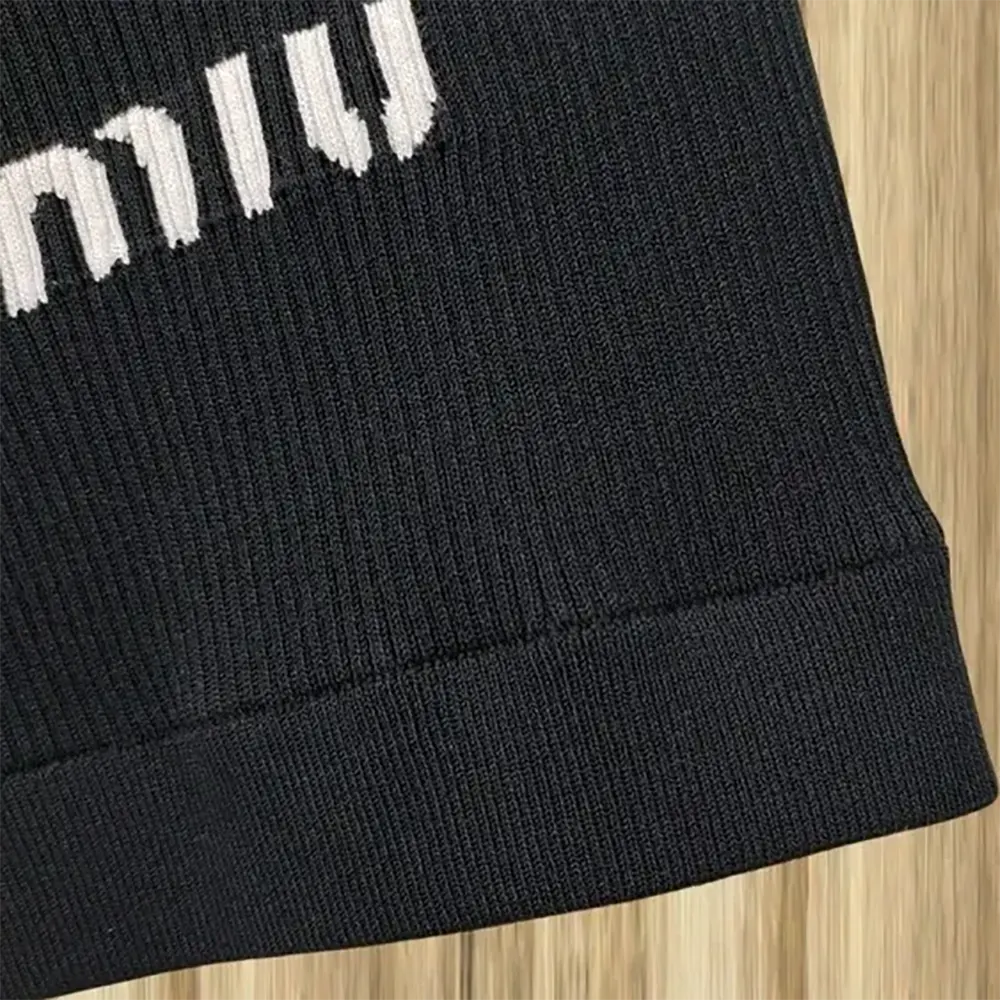 Miu Miu Women Viscose Top with Intarsia Logo Completes-Black - image 7