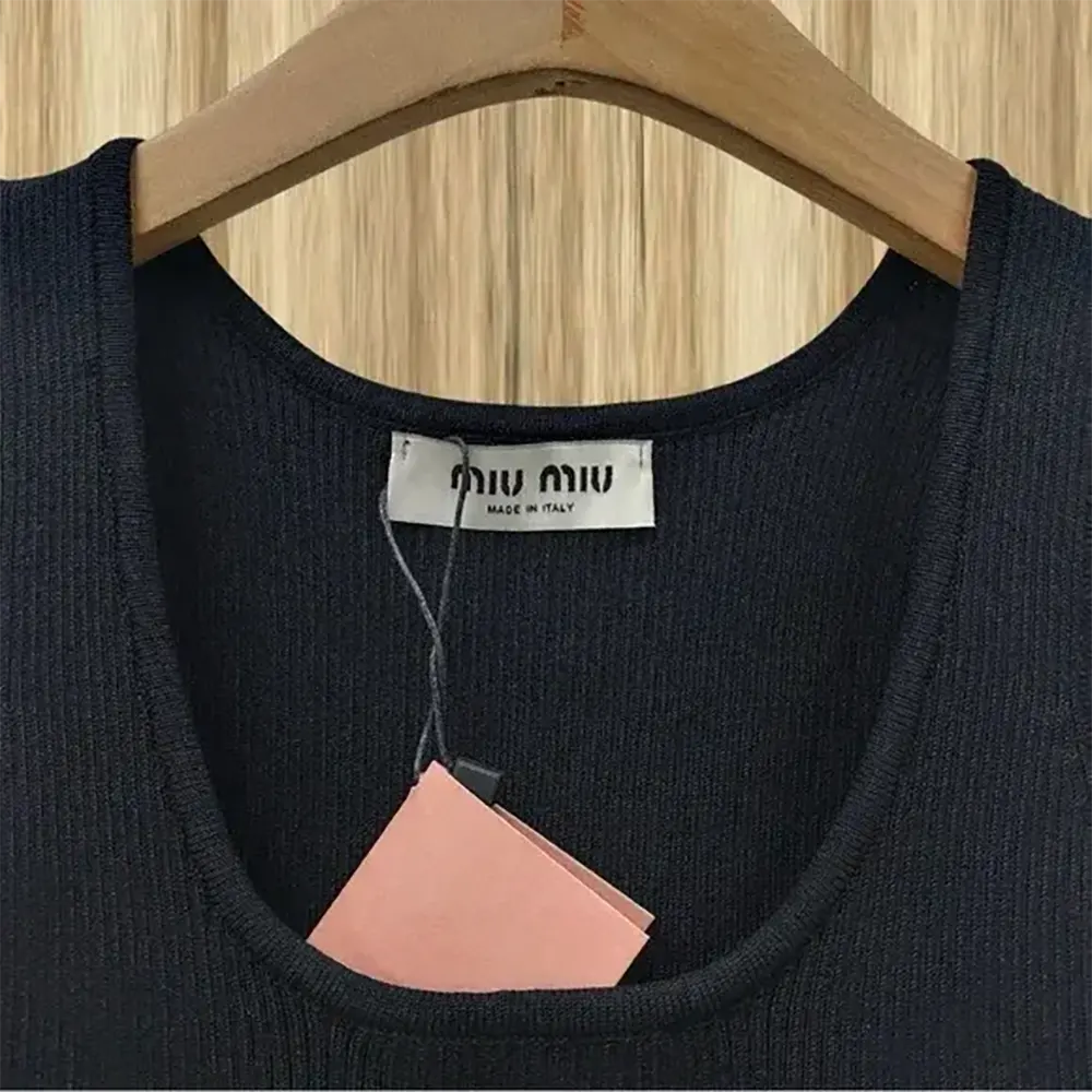 Miu Miu Women Viscose Top with Intarsia Logo Completes-Black - image 6