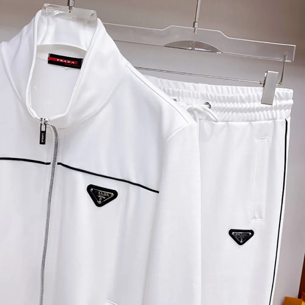 Prada Men Sweatshirt with Re-Nylon Details-White - image 4