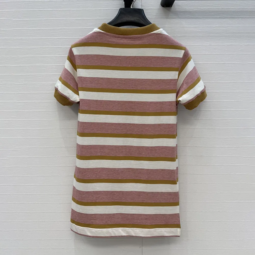 Side angle showing silhouette of Prada Women Bayadere Stripe Jersey T-Shirt