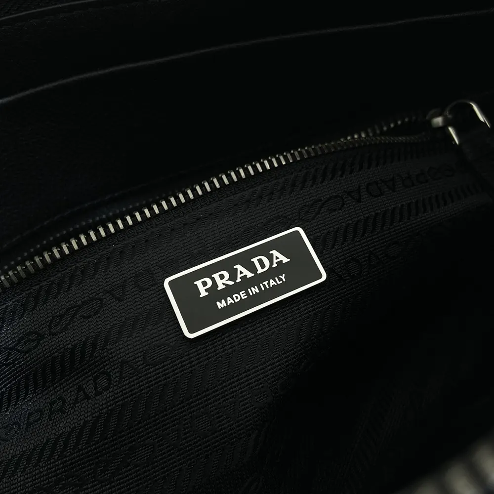 Prada Women Bonnie Medium Antiqued Leather Tote Bag-Black - image 10