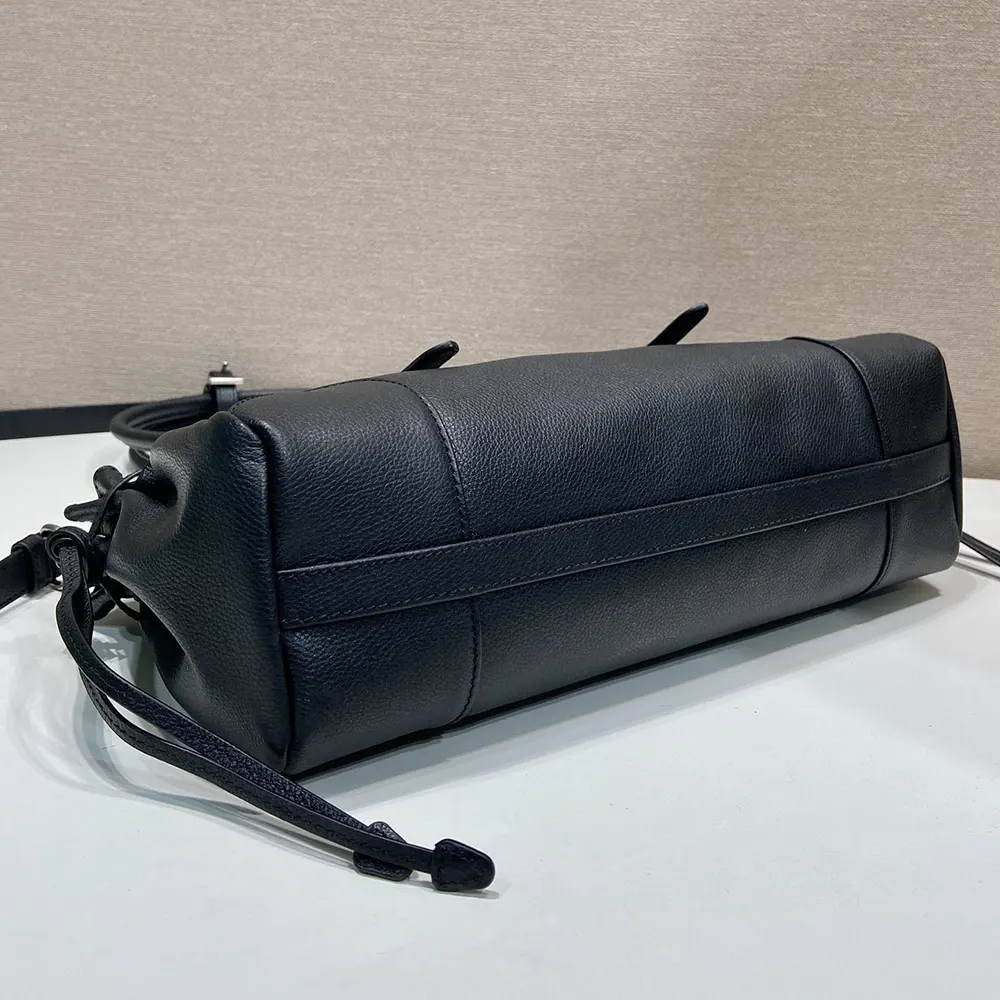 Prada Women Bonnie Medium Antiqued Leather Tote Bag-Black - image 7