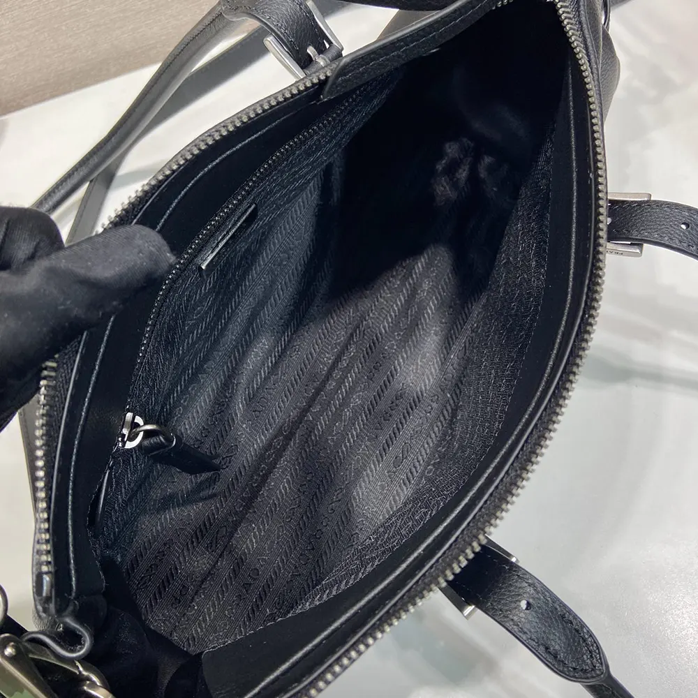 Prada Women Bonnie Medium Antiqued Leather Tote Bag-Black - image 8