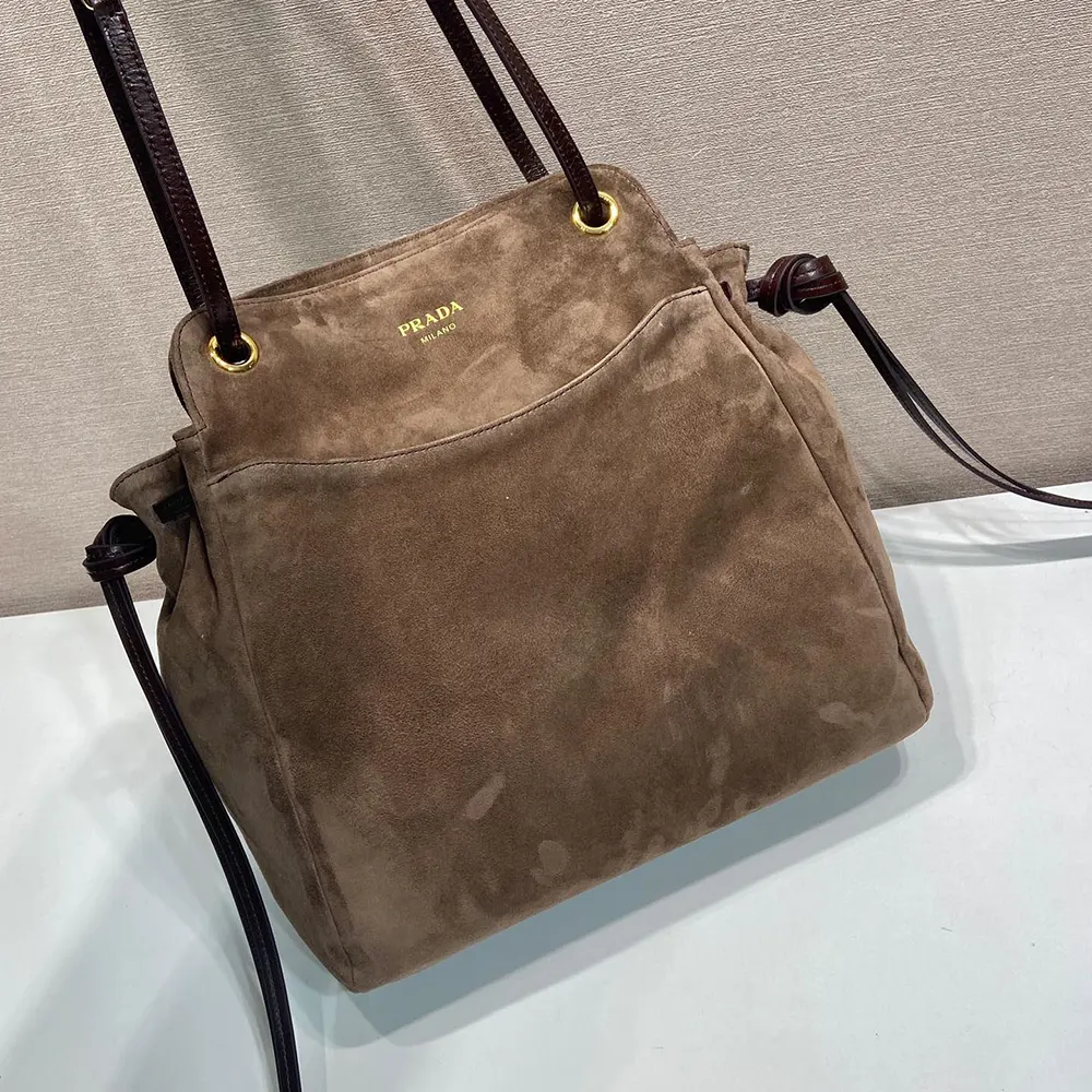 Prada Women Carry Medium Suede Tote Bag - image 5