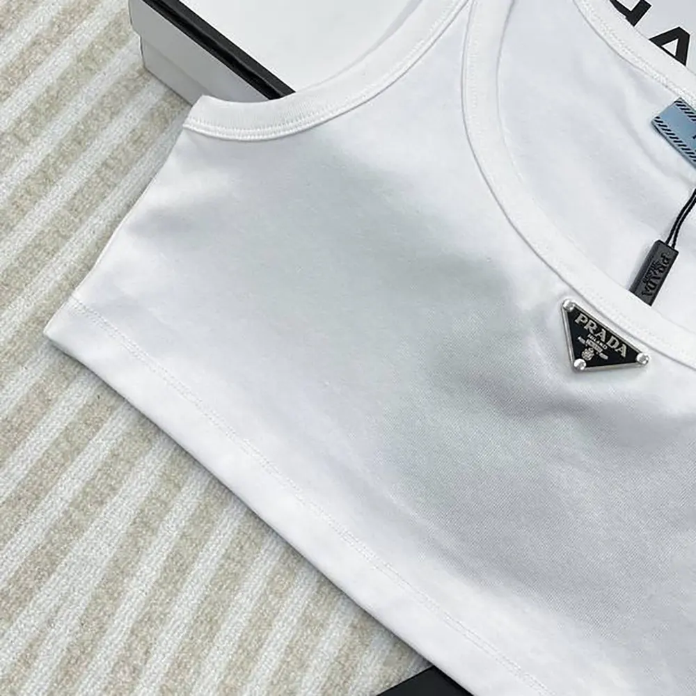 Prada Women Jersey Cropped Top-White - image 8