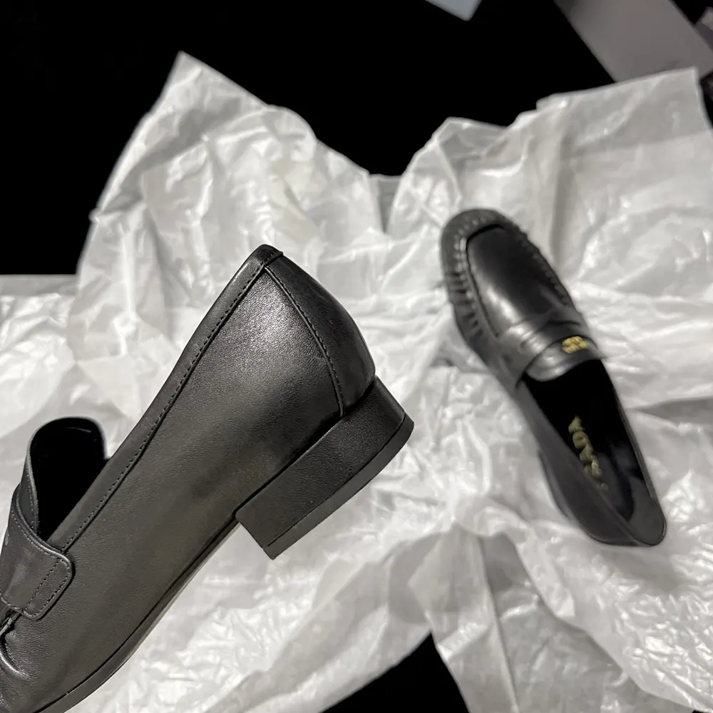 Prada Women Leather Loafers-Black - image 8