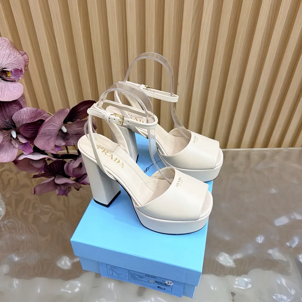 Prada Women Nappa Leather Platform Sandals-White - image 7