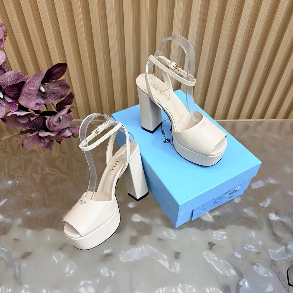 Prada Women Nappa Leather Platform Sandals-White - image 4