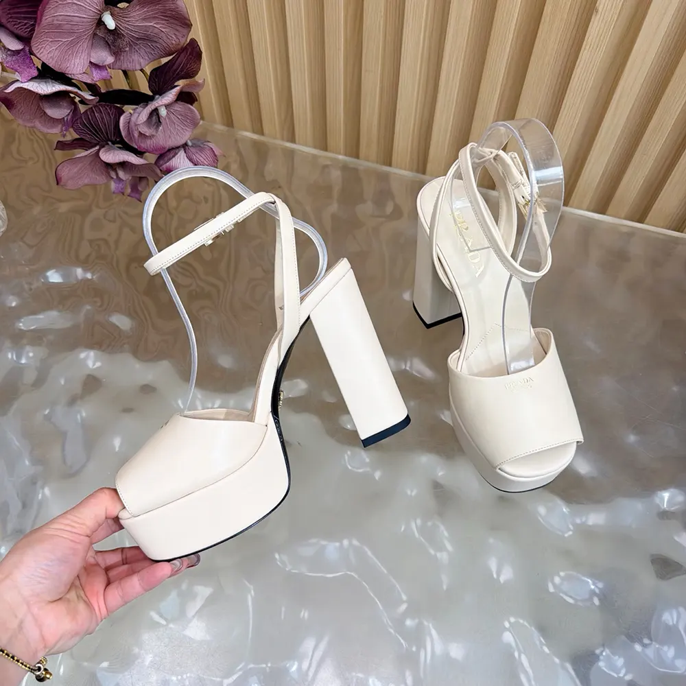 Prada Women Nappa Leather Platform Sandals-White - image 8