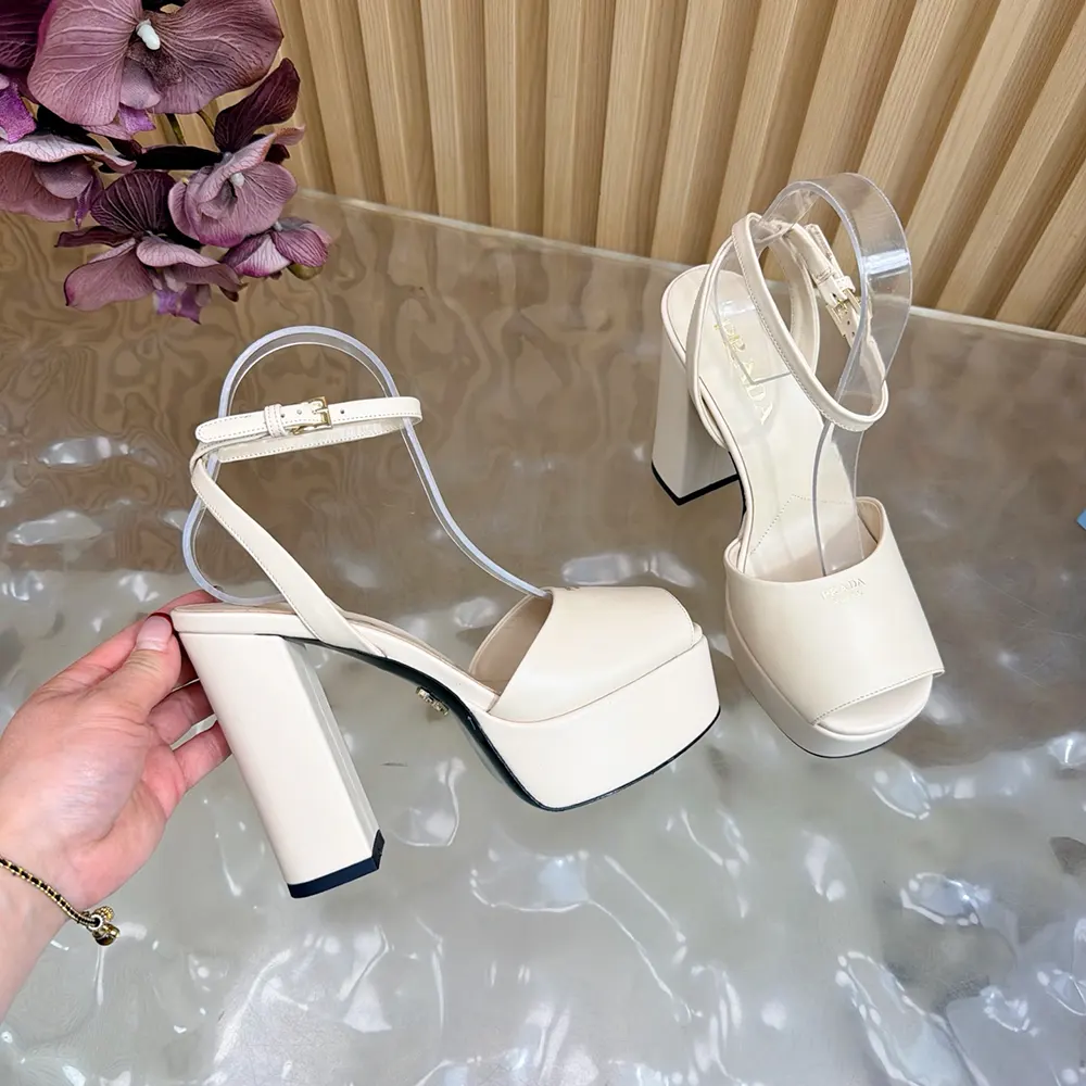 Prada Women Nappa Leather Platform Sandals-White - image 9