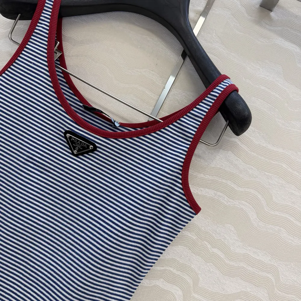 Prada Women Striped Cotton Jersey Tank Top - image 9