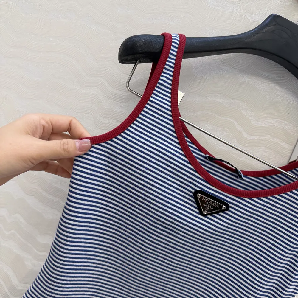 Prada Women Striped Cotton Jersey Tank Top - image 8