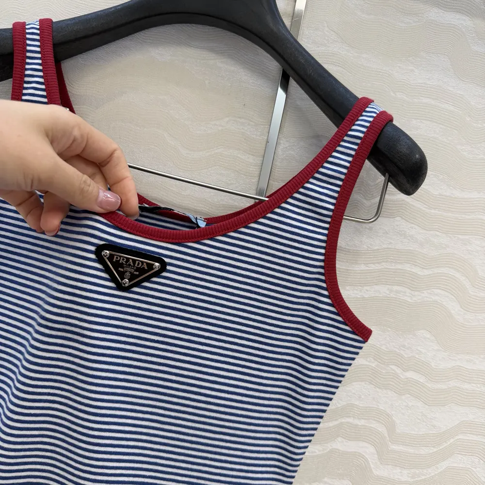 Prada Women Striped Cotton Jersey Tank Top - image 7