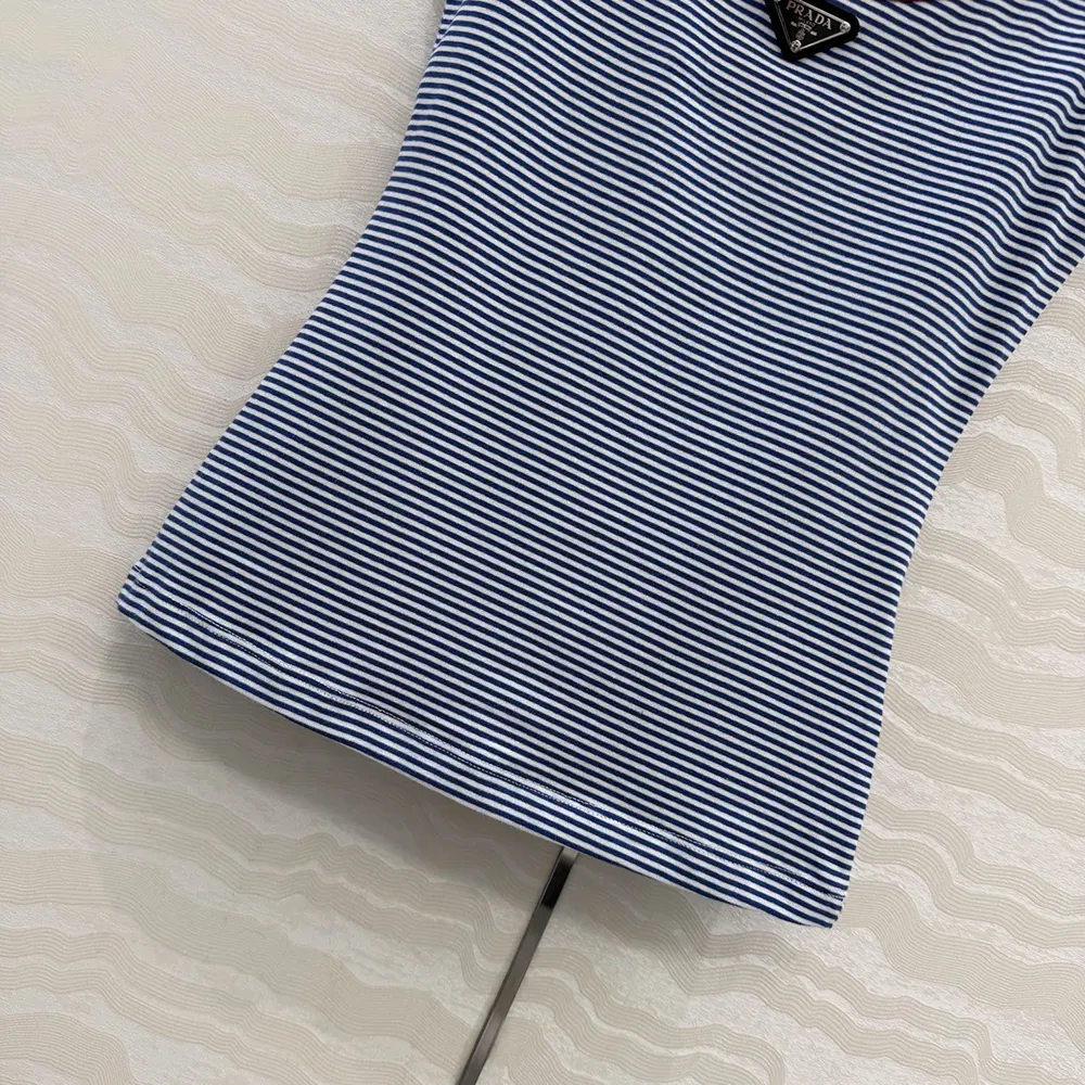 Prada Women Striped Cotton Jersey Tank Top - image 6