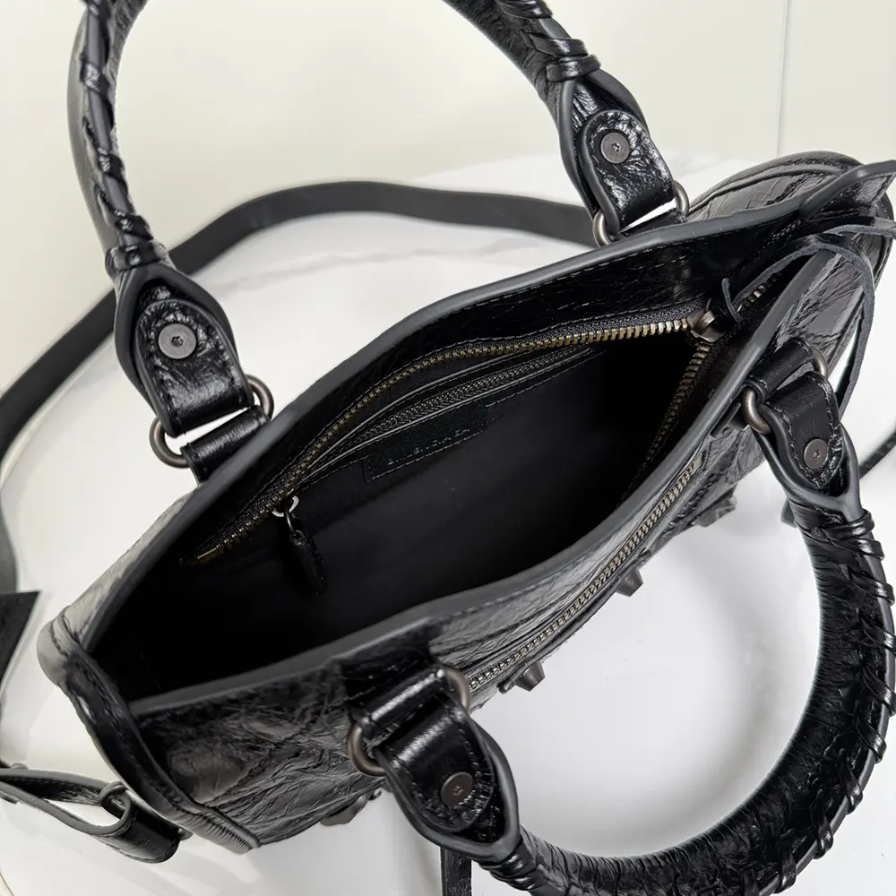 Balenciaga Women Le City Bag Mini in Black Arena Lambskin Brass Hardware - image 9