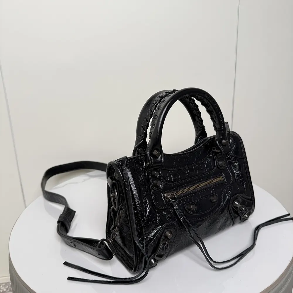 Balenciaga Women Le City Bag Mini in Black Arena Lambskin Brass Hardware - image 4