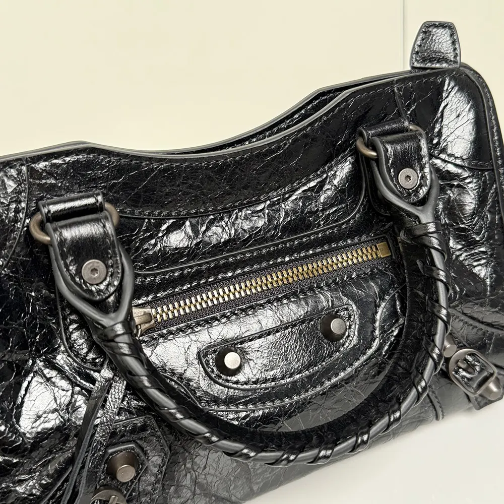 Balenciaga Women Le City Bag Mini in Black Arena Lambskin Brass Hardware - image 8
