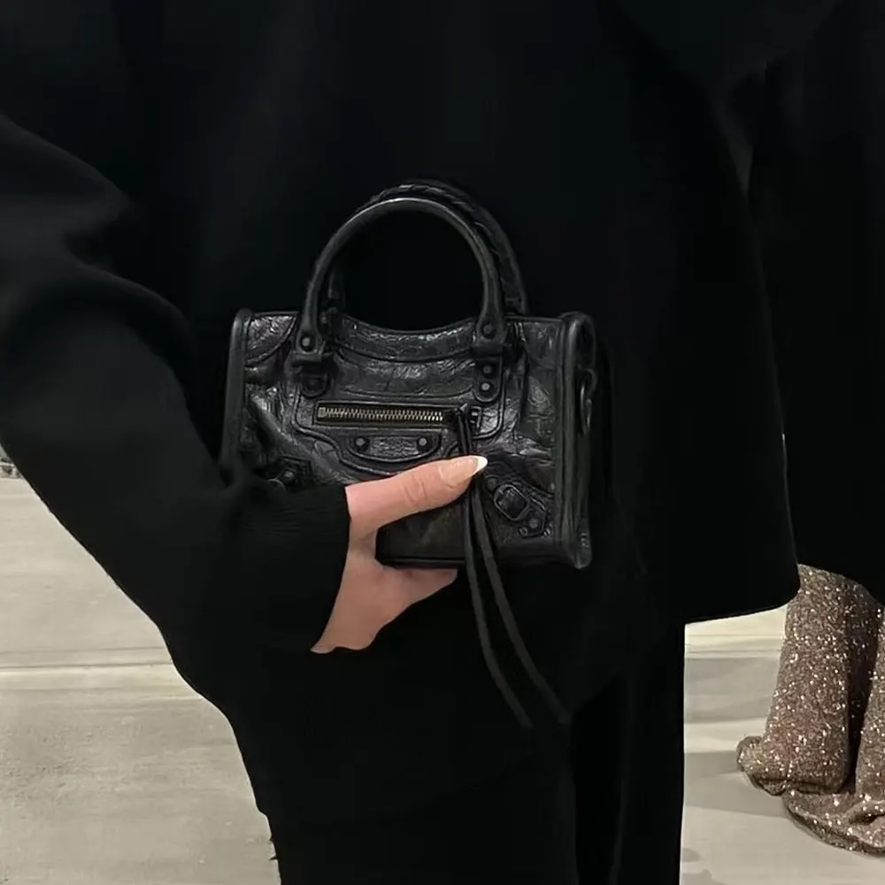 Balenciaga Women Le City Bag Nano in Black Arena Lambskin Brass Hardware - image 10
