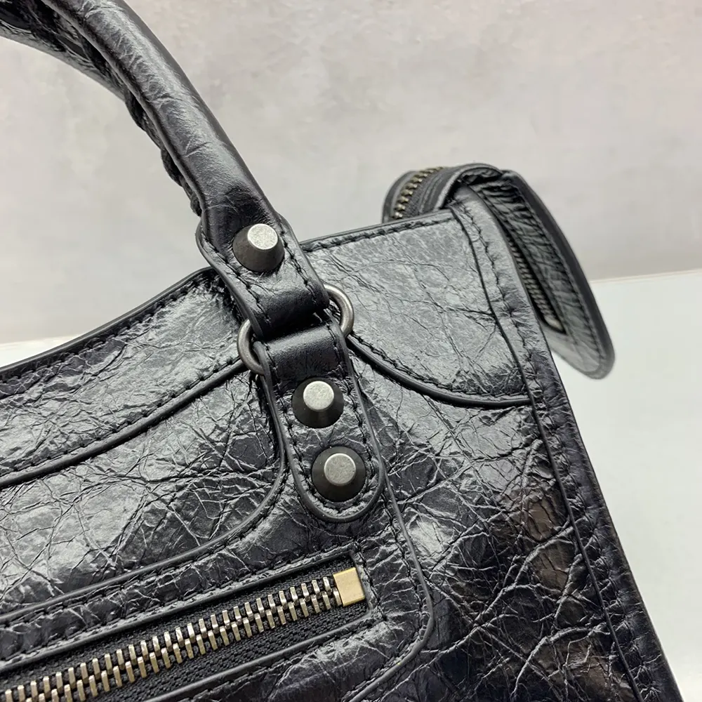 Balenciaga Women Le City Bag Nano in Black Arena Lambskin Brass Hardware - image 6