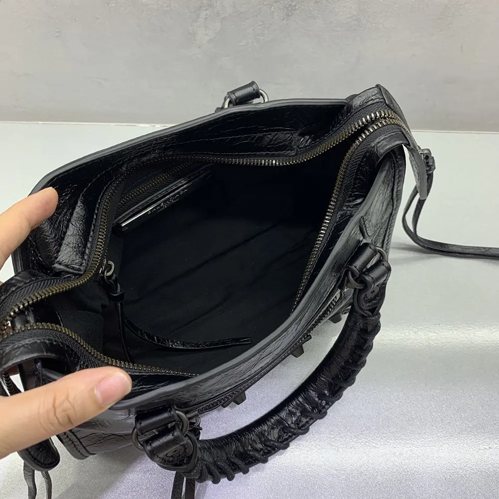 Balenciaga Women Le City Bag Nano in Black Arena Lambskin Brass Hardware - image 8