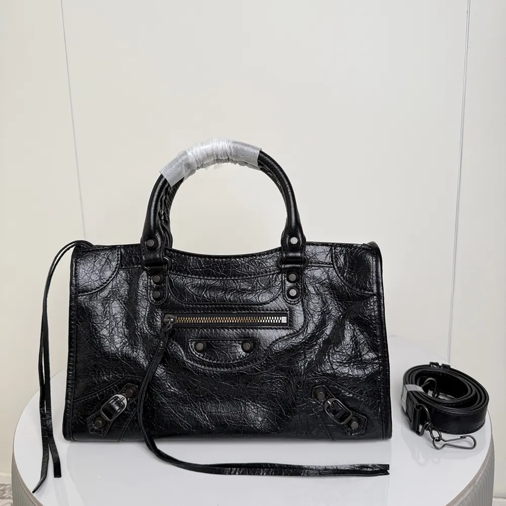 Close-up of brass hardware on Balenciaga Women Le City Bag Small