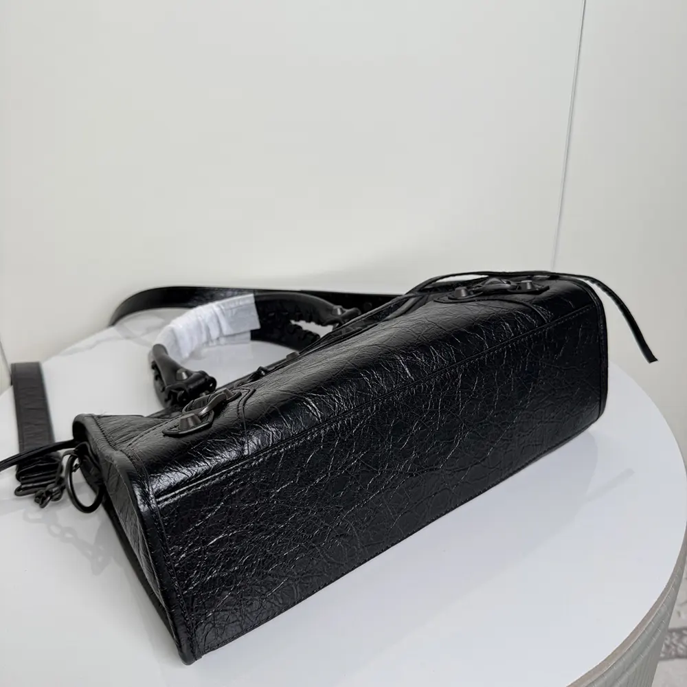 Balenciaga Women Le City Bag Small in Black Arena Lambskin Brass Hardware - image 5
