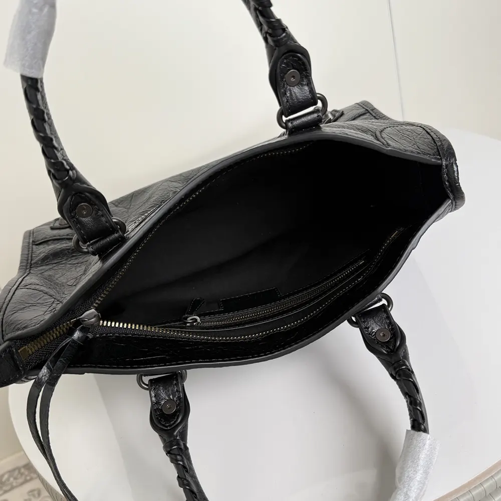 Balenciaga Women Le City Bag Small in Black Arena Lambskin Brass Hardware - image 6