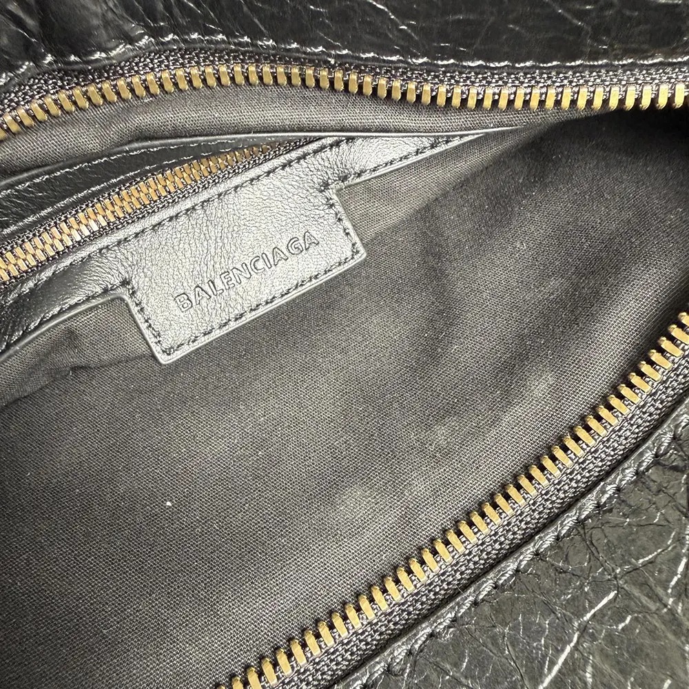 Balenciaga Women Le City Bag Small in Black Arena Lambskin Brass Hardware - image 10