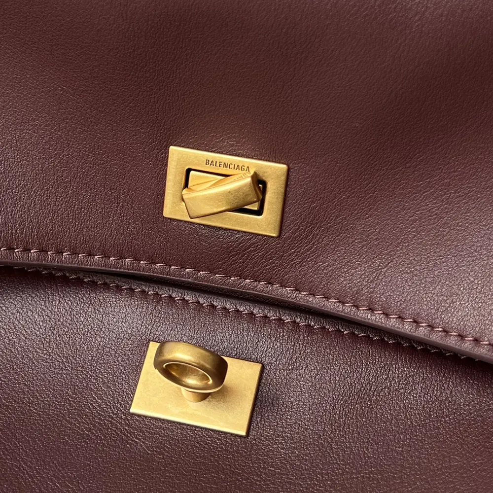 Balenciaga Women Rodeo Handbag Large In Dark Burgundy Smooth Calfskin Aged-Gold Hardware - image 13