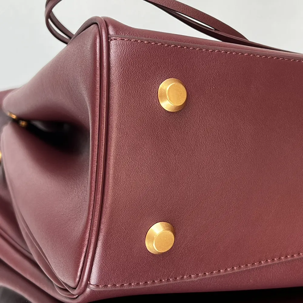 Balenciaga Women Rodeo Handbag Large In Dark Burgundy Smooth Calfskin Aged-Gold Hardware - image 10