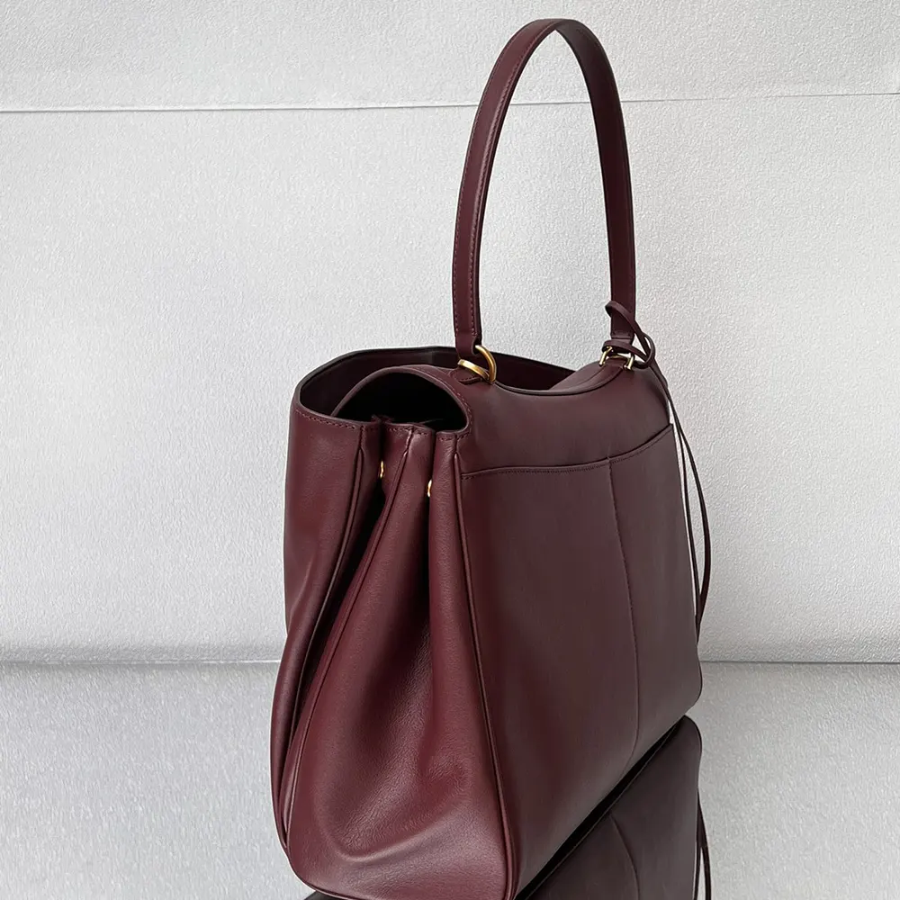 Balenciaga Women Rodeo Handbag Large In Dark Burgundy Smooth Calfskin Aged-Gold Hardware - image 8