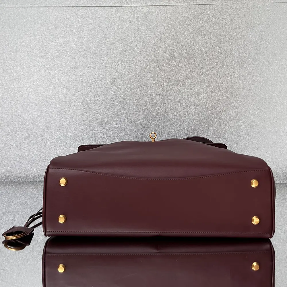 Balenciaga Women Rodeo Handbag Large In Dark Burgundy Smooth Calfskin Aged-Gold Hardware - image 5