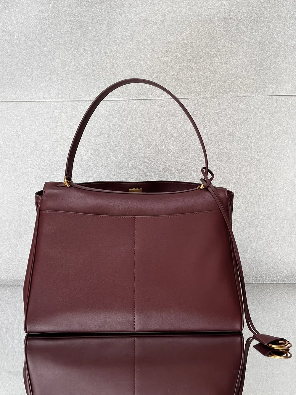 Balenciaga Women Rodeo Handbag Large In Dark Burgundy Smooth Calfskin Aged-Gold Hardware - image 4