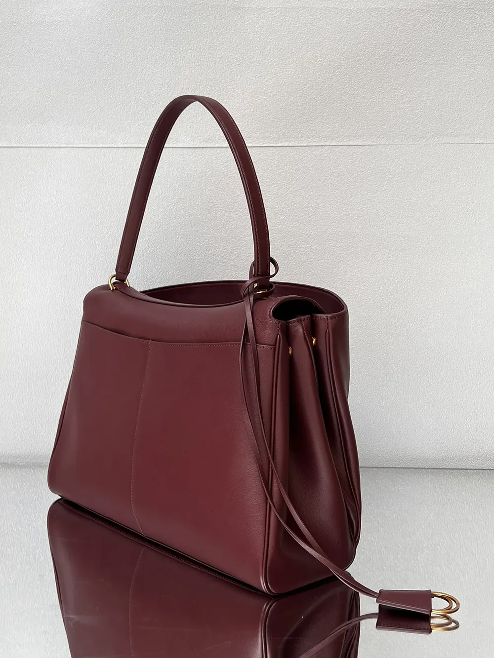 Balenciaga Women Rodeo Handbag Large In Dark Burgundy Smooth Calfskin Aged-Gold Hardware - image 7