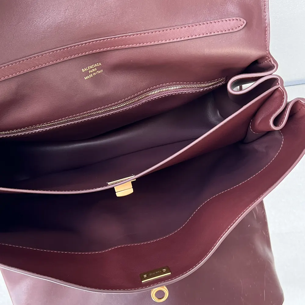 Balenciaga Women Rodeo Handbag Large In Dark Burgundy Smooth Calfskin Aged-Gold Hardware - image 16