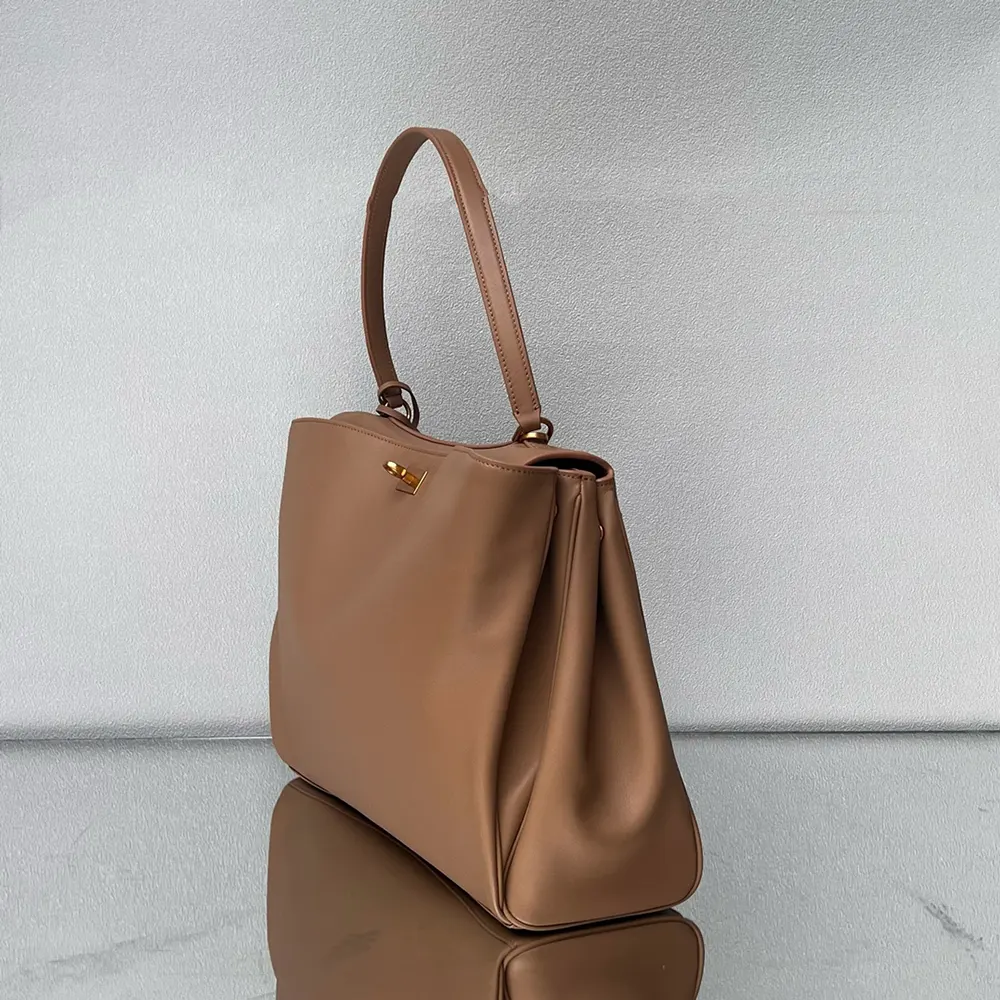 Balenciaga Women Rodeo Handbag Large In latte Smooth Calfskin Aged-gold Hardware - image 6