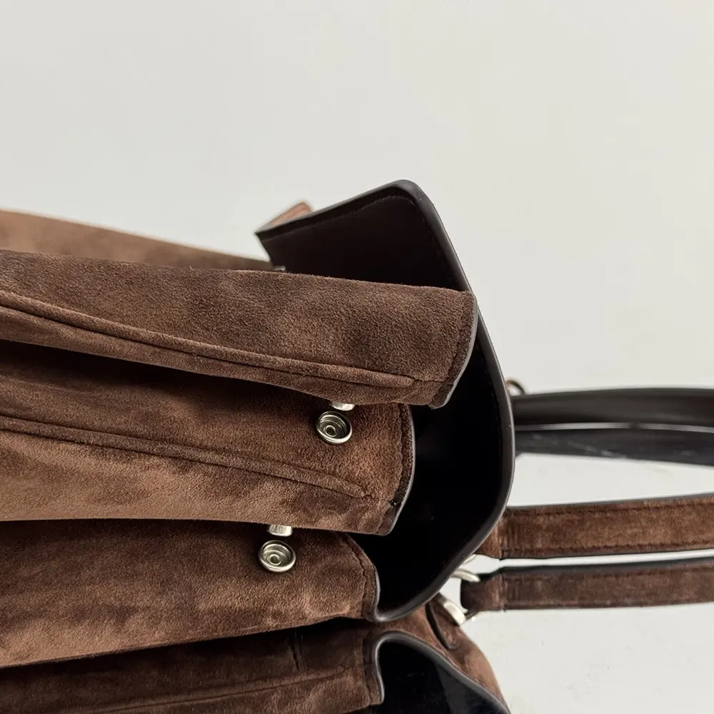 Balenciaga Women Rodeo Handbag Large in Light Espresso Waxed Suede Calfskin and Smooth Calfskin - image 7