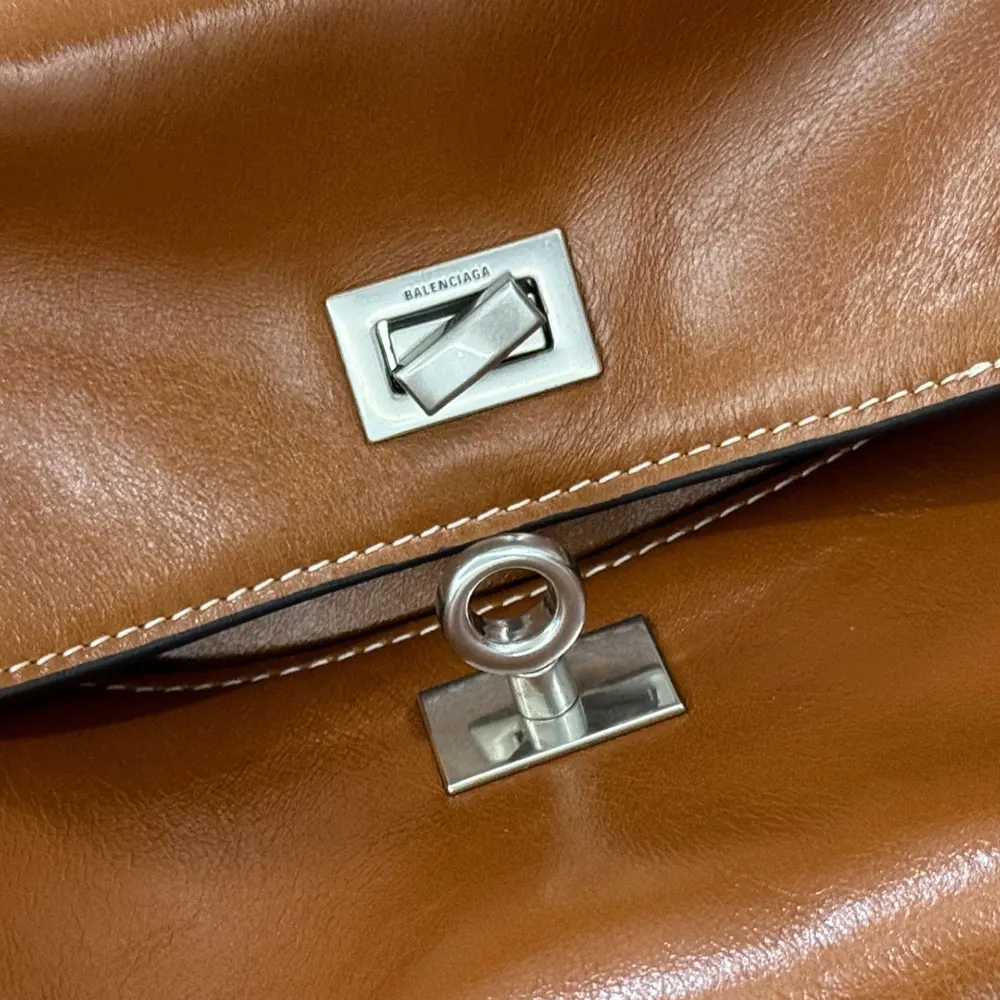 Balenciaga Women Rodeo Handbag Medium in Tan Cowboy Vegetable Tanned Lambskin Aged-silver Hardware - image 11