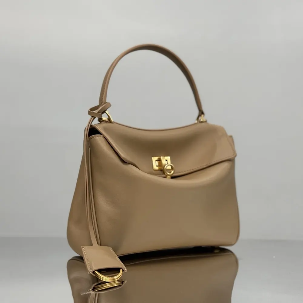 Balenciaga Women Rodeo Handbag Mini In latte Smooth Calfskin Aged-gold Hardware - image 4