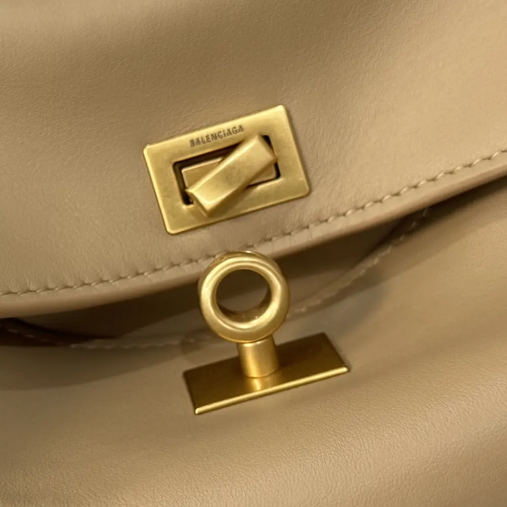 Balenciaga Women Rodeo Handbag Mini In latte Smooth Calfskin Aged-gold Hardware - image 7