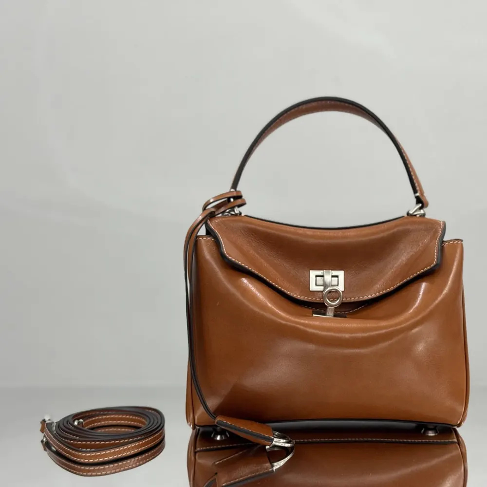 Close-up of aged-silver hardware on Balenciaga Rodeo Handbag Mini