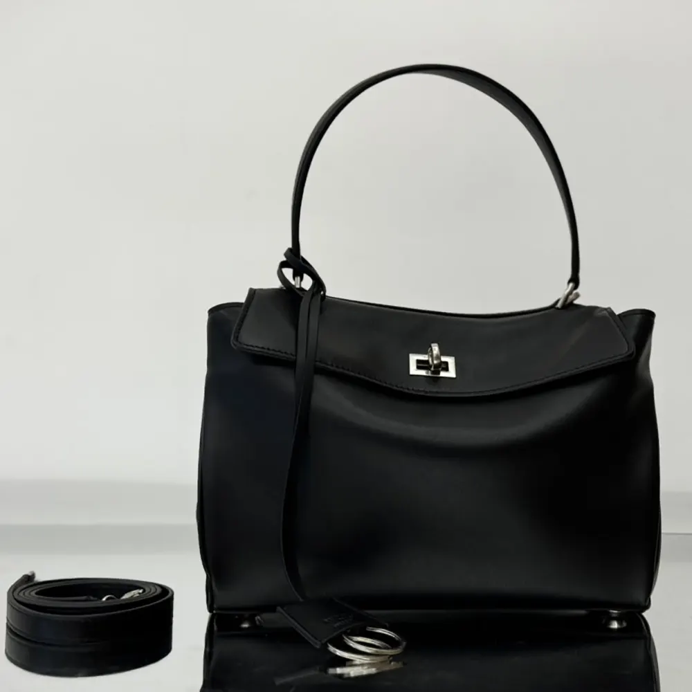 Close-up of aged-silver hardware on Balenciaga Women Rodeo Handbag Small
