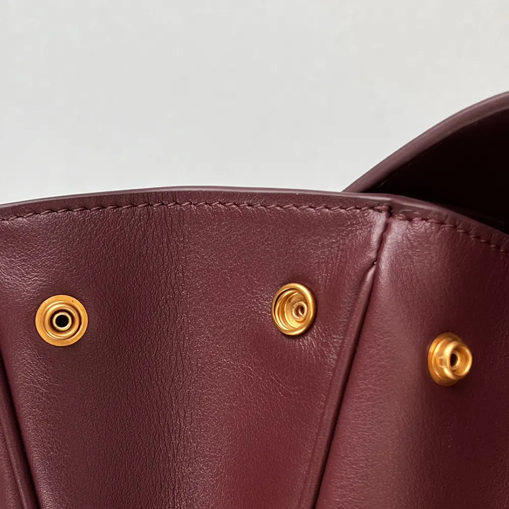 Balenciaga Women Rodeo Handbag Small In Dark Burgundy Smooth Calfskin Aged-Gold Hardware - image 9