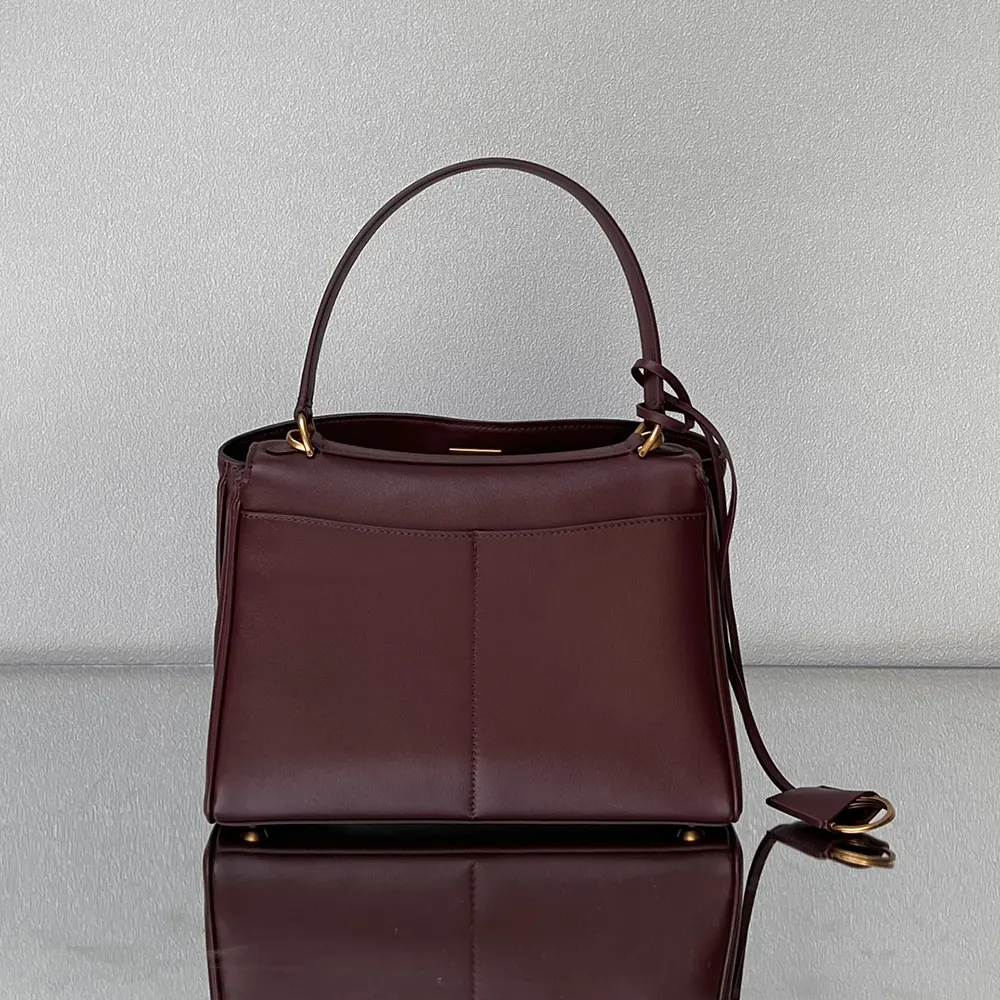 Balenciaga Women Rodeo Handbag Small In Dark Burgundy Smooth Calfskin Aged-Gold Hardware - image 4