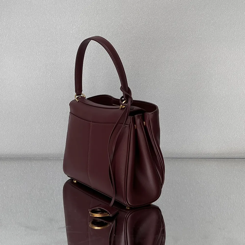 Balenciaga Women Rodeo Handbag Small In Dark Burgundy Smooth Calfskin Aged-Gold Hardware - image 6