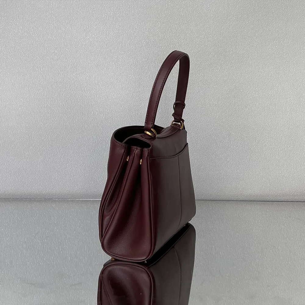 Balenciaga Women Rodeo Handbag Small In Dark Burgundy Smooth Calfskin Aged-Gold Hardware - image 5