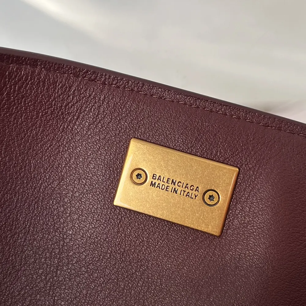 Balenciaga Women Rodeo Handbag Small In Dark Burgundy Smooth Calfskin Aged-Gold Hardware - image 13