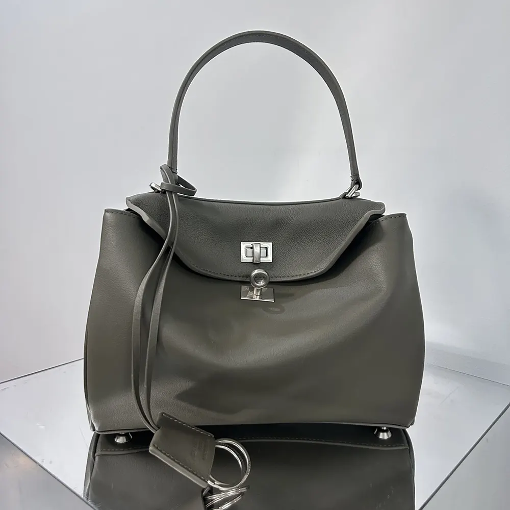 Close-up detail of aged-silver hardware on Balenciaga Women Rodeo Handbag Small